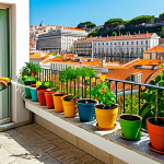 Urban Oasis**

"A vibrant urban garden on a balcony in Lisbon, Portugal. Lush flowers, herbs, and vegetables are growing in colorful pots and planters. Bees and butterflies are flitting around the blossoms. In the background, traditional Portuguese architecture can be seen. The scene is bathed in warm sunlight. Fully clothed person watering the plants. Safe for work, appropriate content, fully clothed, professional photography, perfect anatomy, natural proportions, family-friendly."

**