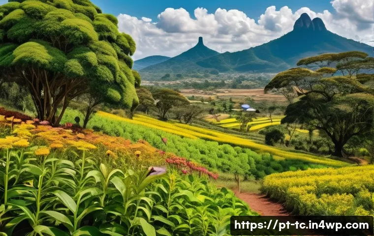 비도시 지역과의 수분매개자 연결 전략 - A vibrant rural landscape in Brazil showcasing a natural habitat conservation area with native trees...