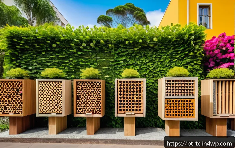 도시 생태계 복원과 수분매개자 지원 - A vibrant urban park scene in a Brazilian city featuring native flowering plants such as ipê and bou...