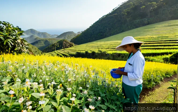 Home 17 수분매개자 보존을 위한 국제 사례 연구 - Photorealistic wide-angle conservation scene in rural Brazil, a diverse wildflower corridor beside a...